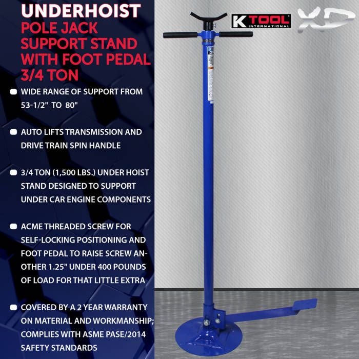 K Tool 3/4 Ton Under Hoist Jack Stand with Pedal - 图片 3